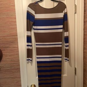 Striped long sleeve maxi